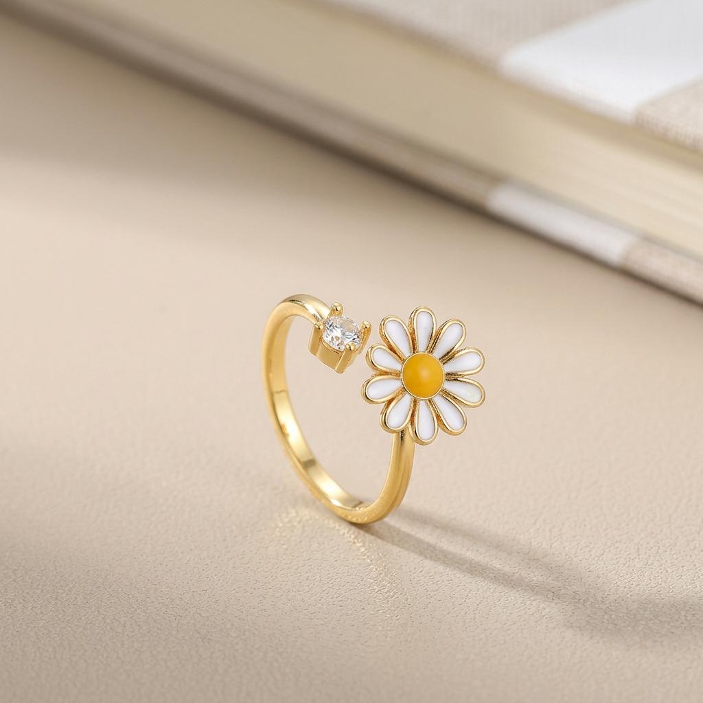 Cute Enamel Rotatable Daisy Zircon Spinner Ring for Women Fidget Anti Anxiety Rings Gold Color Adjustable Open Zircon Gift золотий
Cute Enamel Rotatable Daisy Zircon Spinner Ring for Women Fidget Anti Anxiety Rings Gold Color Adjustable Open Zircon Gift золотий