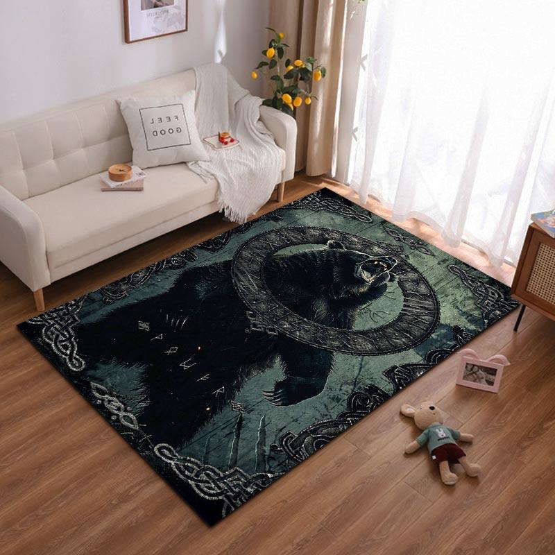 Nordic Style Rug with Black Bear, Ring Motif, and Power Symbol Suitable for use as an anti-slip for living room bedroom sofas 40x60cm( 15x23in )
Nordic Style Rug with Black Bear, Ring Motif, and Power Symbol Suitable for use as an anti-slip for living room bedroom sofas 40x60cm( 15x23in )