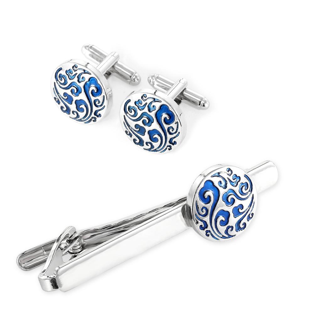Blue Vintage Cloud Pattern Design Round Shaped Mens Cufflinks&Tie Clip Set Formal Party Business Jewelry Accessories
Blue Vintage Cloud Pattern Design Round Shaped Mens Cufflinks&Tie Clip Set Formal Party Business Jewelry Accessories