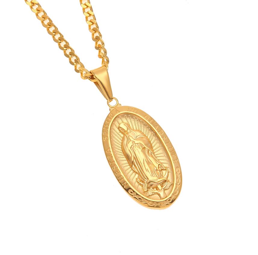 Catholic Religious Virgin Mary Necklace Pendant Stainless Steel Gold Color Cross Medallion Women Men Christian Jewelry золотий
Catholic Religious Virgin Mary Necklace Pendant Stainless Steel Gold Color Cross Medallion Women Men Christian Jewelry золотий