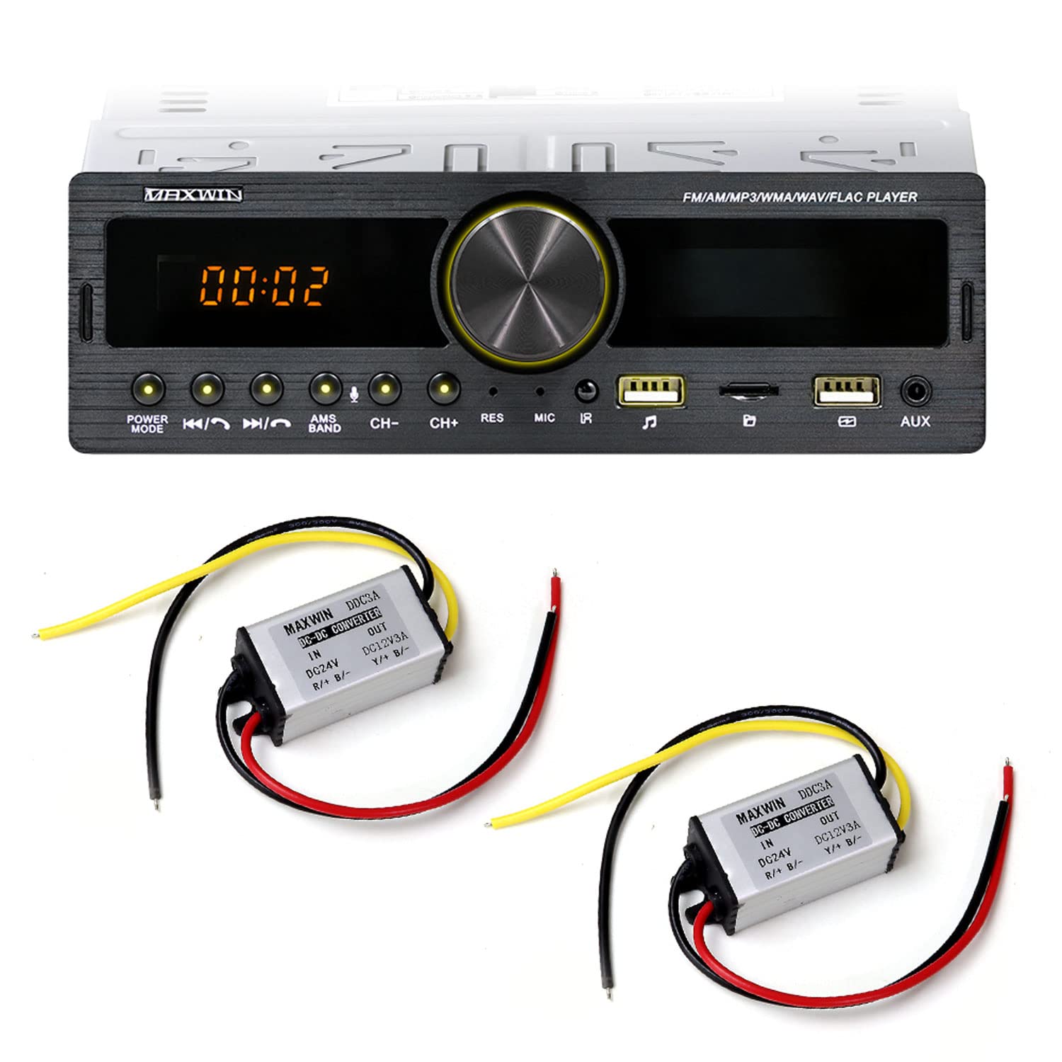 MAXWIN медиаплеер автомобильный аудио 1DIN проигрыватель Bluetooth автомобильный светодиод USB SD RCA радио AM FM 24 В преобразователь трансформатор набор из 2 DC-DC 1DIN008-SET1
MAXWIN медиаплеер автомобильный аудио 1DIN проигрыватель Bluetooth автомобильный светодиод USB SD RCA радио AM FM 24 В преобразователь трансформатор набор из 2 DC-DC 1DIN008-SET1