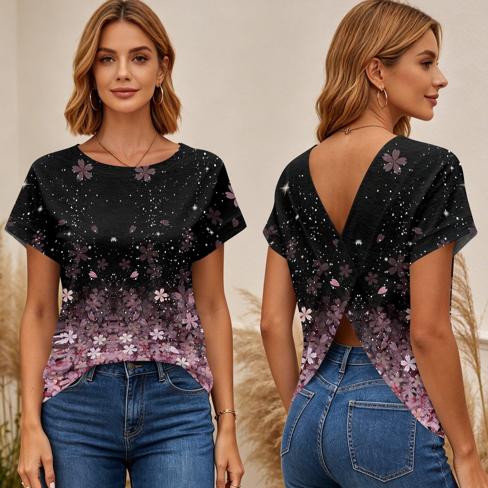 Womens Floral Print Short Sleeve T Shirt Cross Back Open Back Tee Casual Summer Top Lightweight Breathable Fabric M фіолетовий
Womens Floral Print Short Sleeve T Shirt Cross Back Open Back Tee Casual Summer Top Lightweight Breathable Fabric M фіолетовий