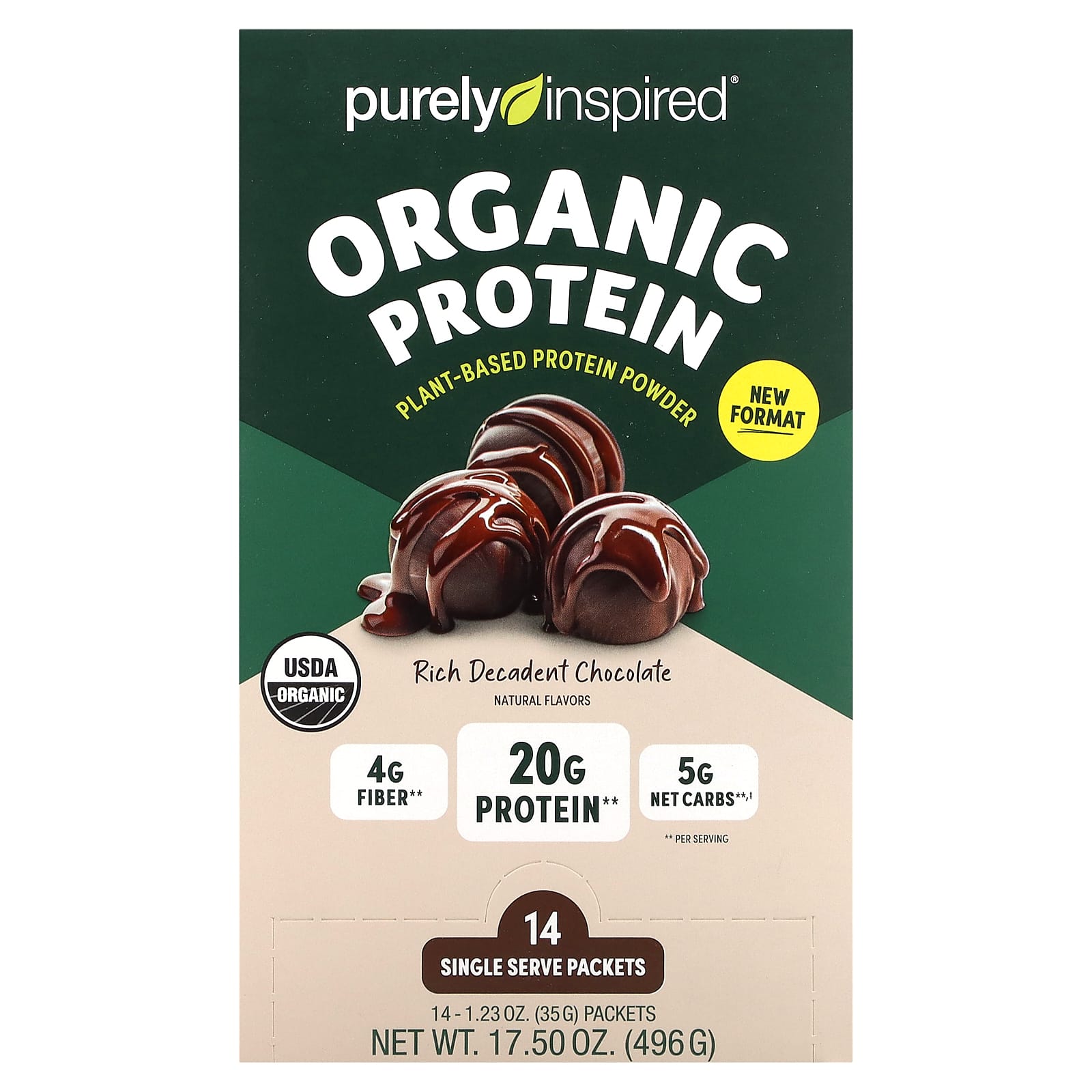 Purely Inspired, Organic Plant-Based Protein Powder, Rich Decadent Chocolate, 14 Pack Servings, 1.23 oz (35 g) Each
Purely Inspired, Organic Plant-Based Protein Powder, Rich Decadent Chocolate, 14 Pack Servings, 1.23 oz (35 g) Each