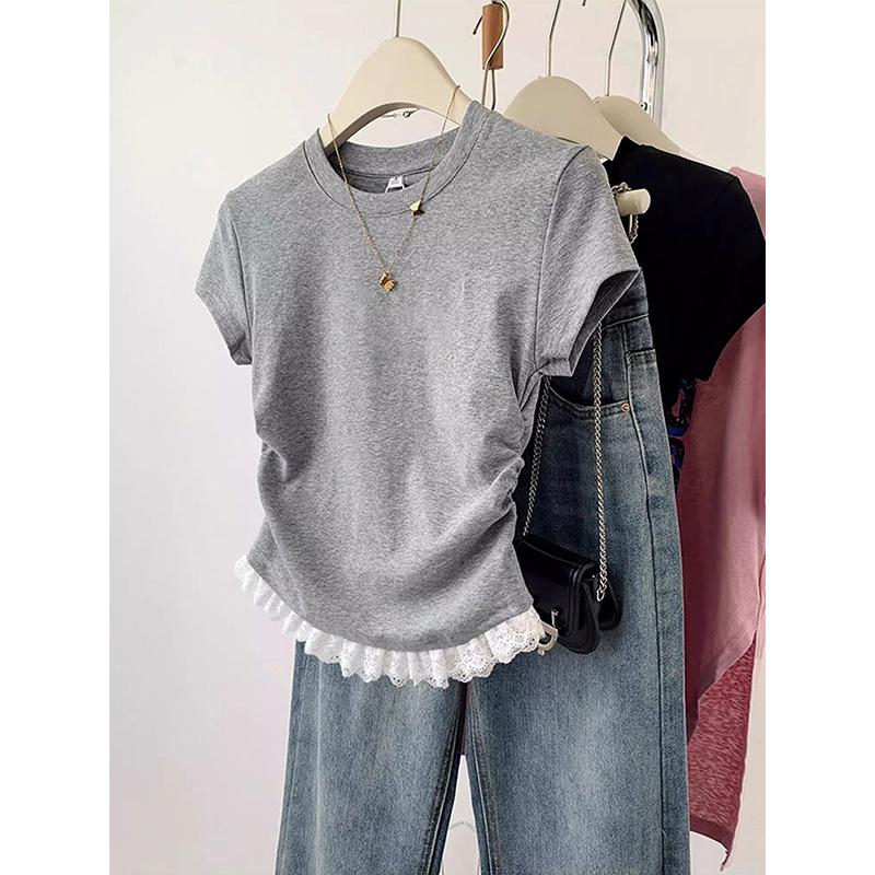 Grey Lace Floral Print Short Sleeve T-Shirt for Women - Spring/Summer 2026 Petite Style Small
Grey Lace Floral Print Short Sleeve T-Shirt for Women - Spring/Summer 2026 Petite Style Small