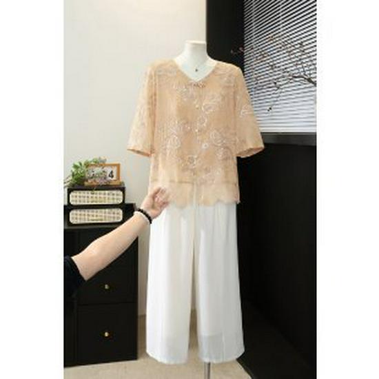 Elegant 2026 Summer Chiffon Blouse - New Chinese Style Short-Sleeved T-shirt for Middle-Aged & Elderly Women Khaki Set
Elegant 2026 Summer Chiffon Blouse - New Chinese Style Short-Sleeved T-shirt for Middle-Aged & Elderly Women Khaki Set