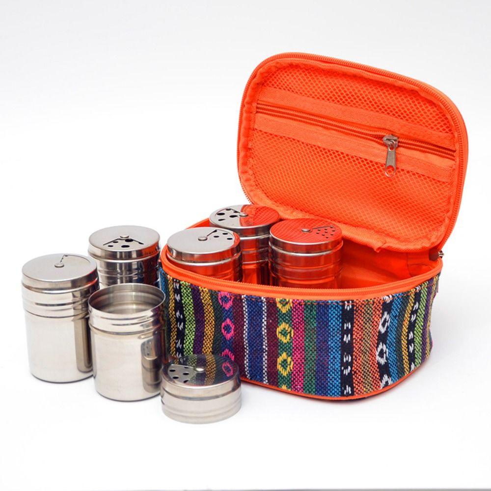 Portable Seasoning Jar Kit with Travel Bag Rotating Cover Spice Jars Set Travel