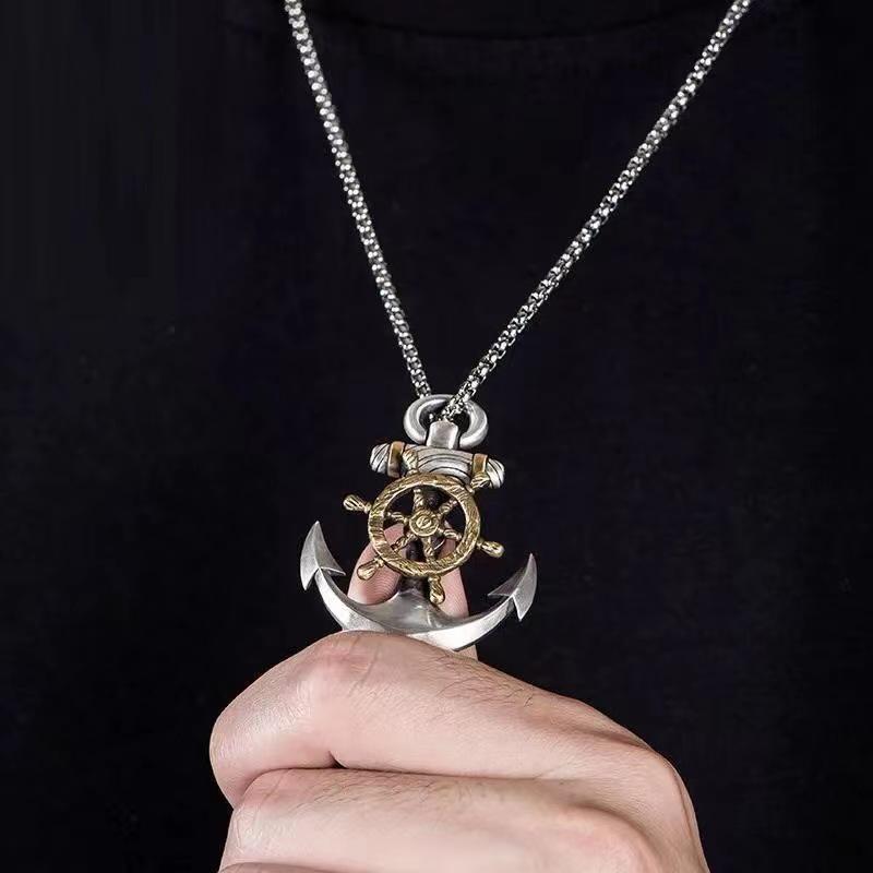 Men s Trendy Retro Anchor and Compass Necklace with Rotating Pendant
Men s Trendy Retro Anchor and Compass Necklace with Rotating Pendant