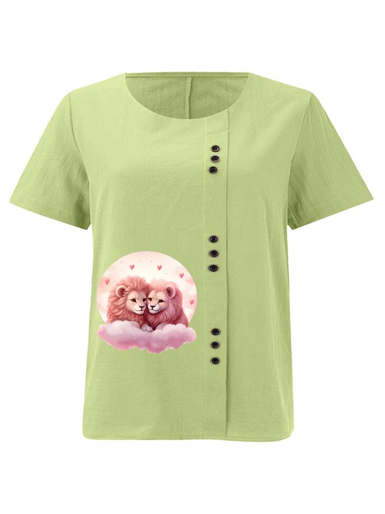 Women s Fashion Couple Lion Print Casual Cotton Linen Short Sleeve Round Neck T-shirt Shirt Leisure Loose Summer Blouse Tops 5XL зелений
Women s Fashion Couple Lion Print Casual Cotton Linen Short Sleeve Round Neck T-shirt Shirt Leisure Loose Summer Blouse Tops 5XL зелений