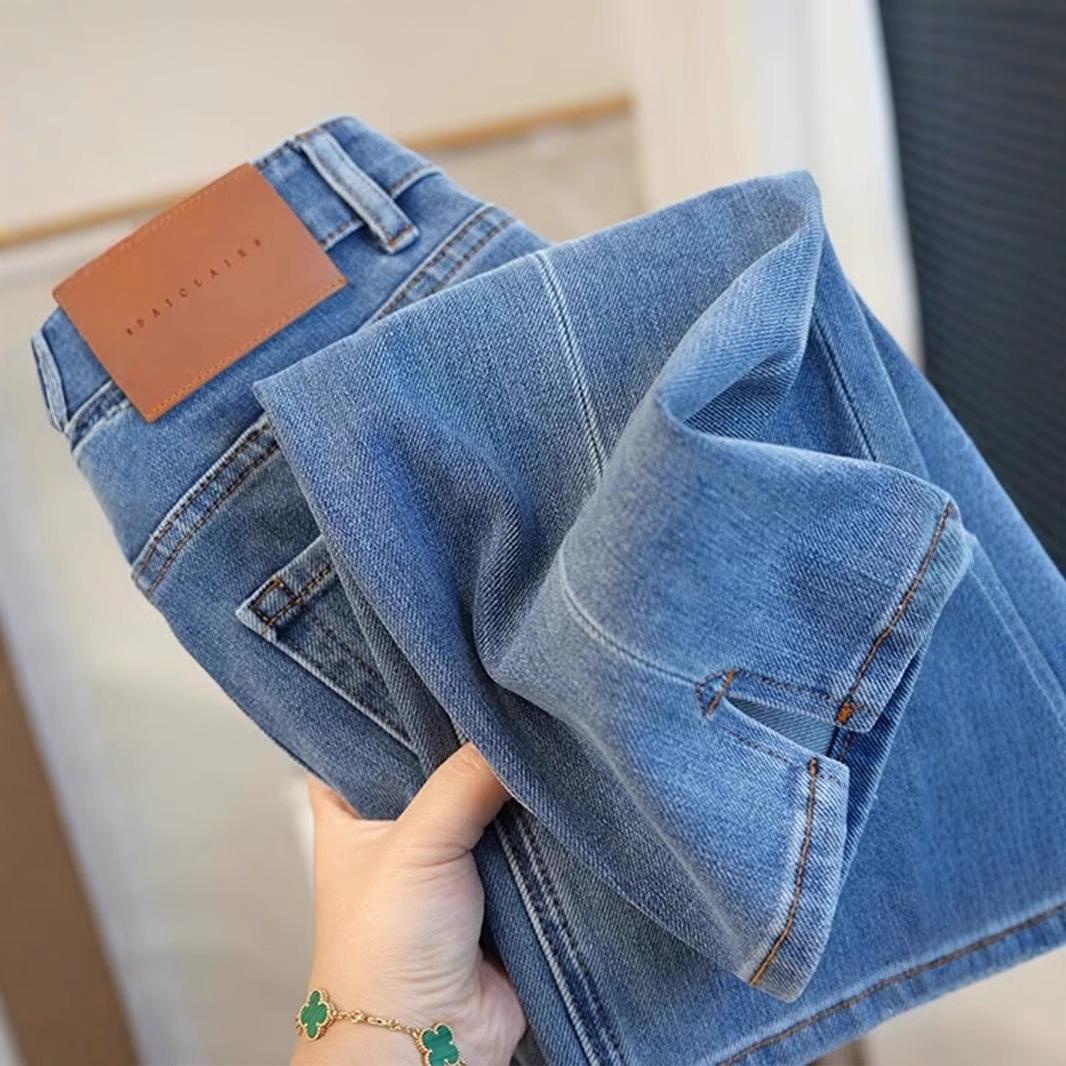 Plus Size High-Waisted Elastic Straight Leg Jeans with Slit Design for Pear-Shaped Women - Spring & Autumn Slimming Cigarette Pants 5XL
Plus Size High-Waisted Elastic Straight Leg Jeans with Slit Design for Pear-Shaped Women - Spring & Autumn Slimming Cigarette Pants 5XL