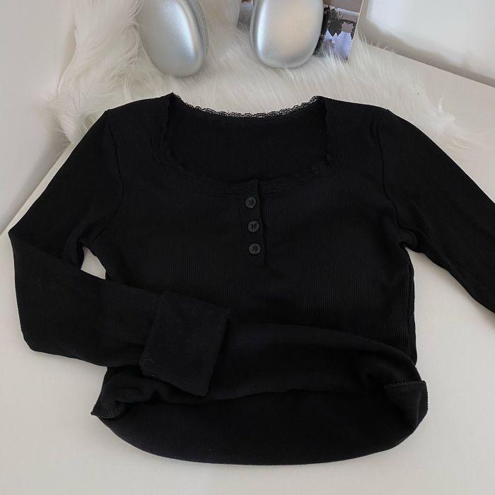 Lace Trim Fleece-Lined T-Shirt with Padded Bra – Women’s Autumn/Winter Base Layer Small чорний
Lace Trim Fleece-Lined T-Shirt with Padded Bra – Women’s Autumn/Winter Base Layer Small чорний