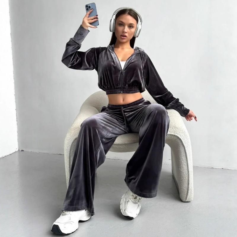 Fashionable Women s Clothing Pure Color Velvet Casual Zipper Standing Collar Long-sleeved Trousers Two-piece Set Women M сірий
Fashionable Women s Clothing Pure Color Velvet Casual Zipper Standing Collar Long-sleeved Trousers Two-piece Set Women M сірий