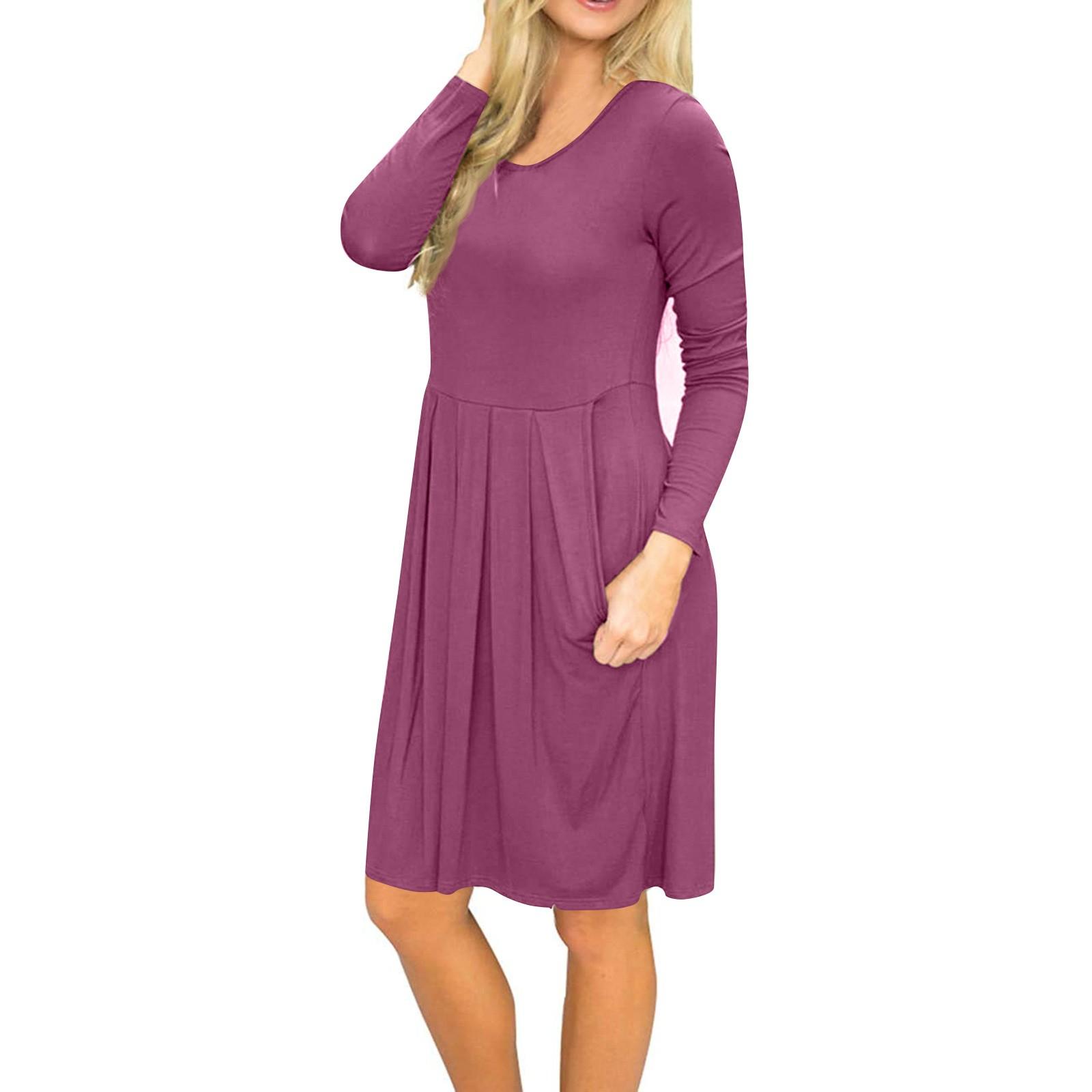 Women s Long Sleeve Dress Pleated Loose Swing Casual Dress With Pockets Knee Length Dresses S
Women s Long Sleeve Dress Pleated Loose Swing Casual Dress With Pockets Knee Length Dresses S