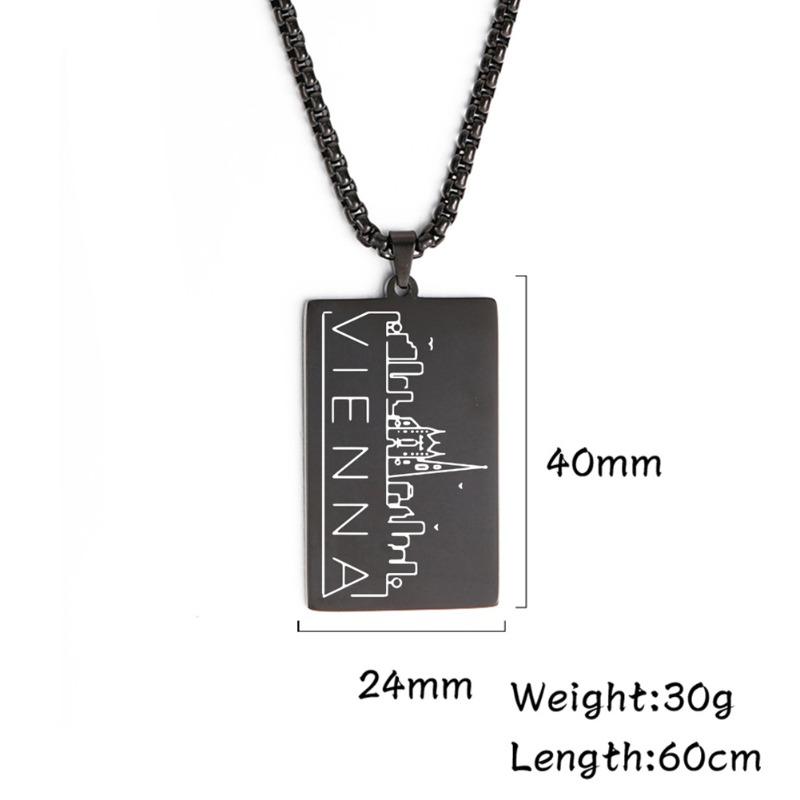 Punk style sweater chain accessories pendant building vienna letter pendant men s necklace чорний
Punk style sweater chain accessories pendant building vienna letter pendant men s necklace чорний