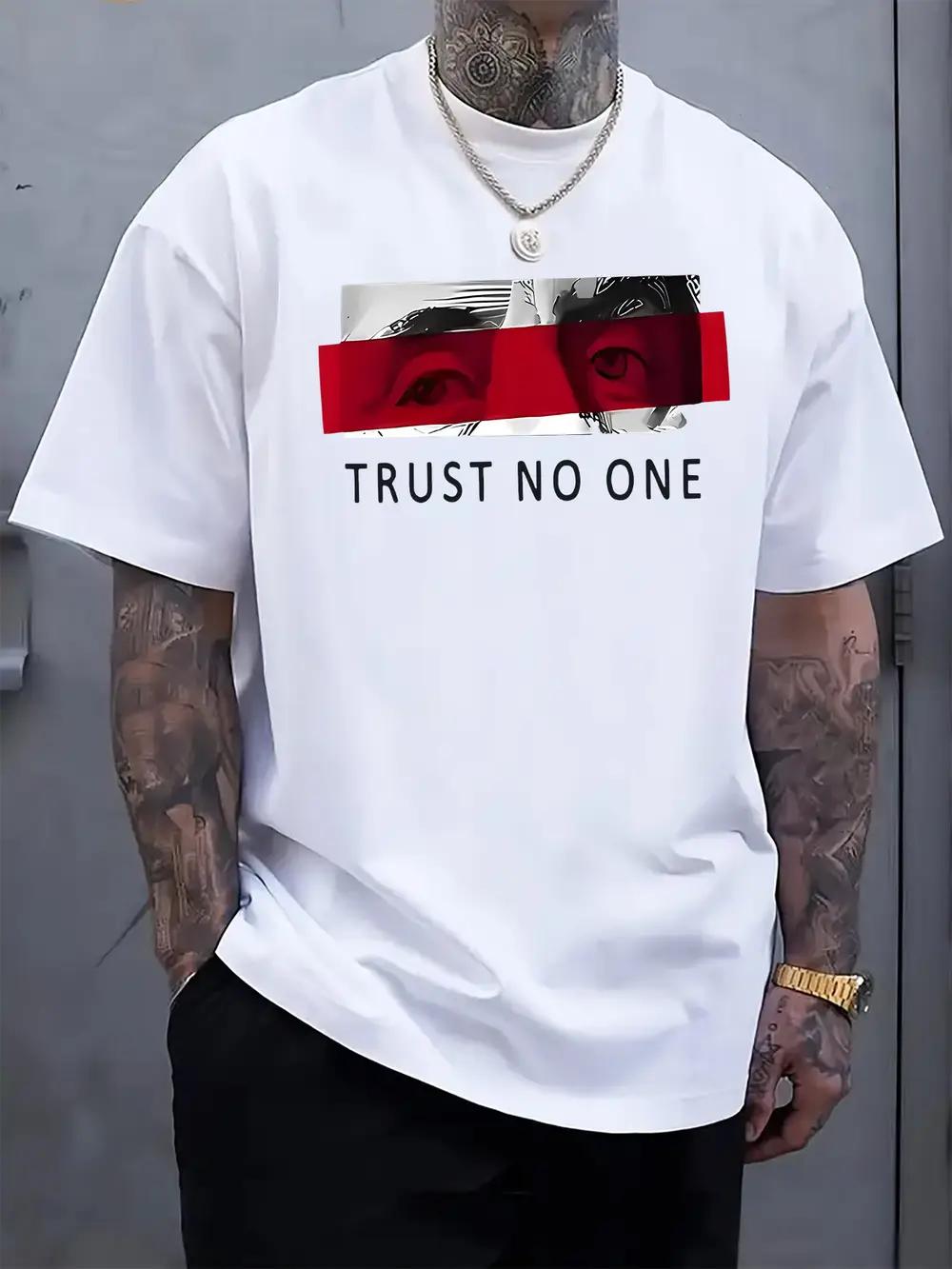 Casual Crew Neck T-shirt with TRUST NO ONE Graphic Print - Short Sleeve L
Casual Crew Neck T-shirt with TRUST NO ONE Graphic Print - Short Sleeve L