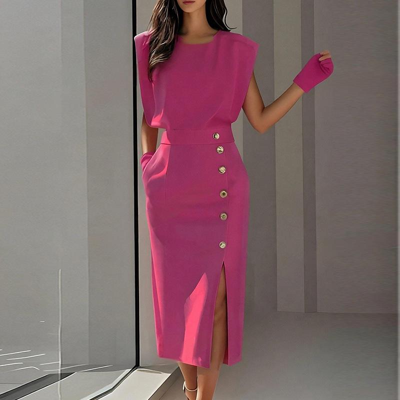 2026 Spring Women s European and American Solid Color French Dress: Elegant Buttoned Split Hip-Hugging Skirt M фиолетовый
2026 Spring Women s European and American Solid Color French Dress: Elegant Buttoned Split Hip-Hugging Skirt M фиолетовый