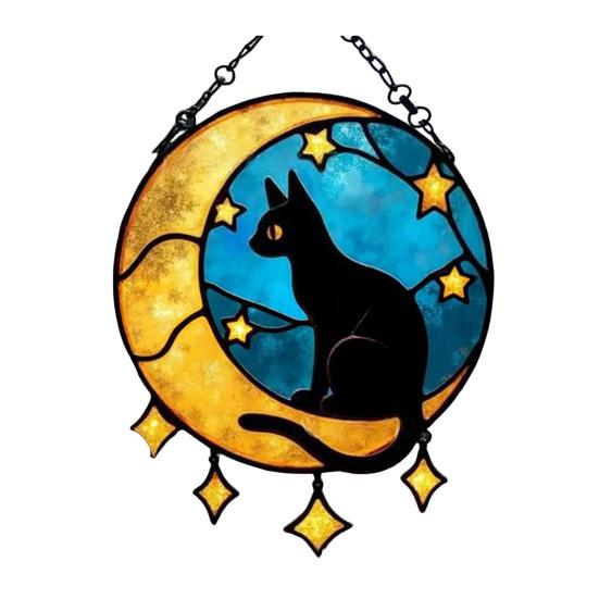 Подвесной светильник из акрилового стекла с рисунком темного кота и луны, подвесной светильник на окно, витраж ручной работы, декор для дома и улицы
Подвесной светильник из акрилового стекла с рисунком темного кота и луны, подвесной светильник на окно, витраж ручной работы, декор для дома и улицы