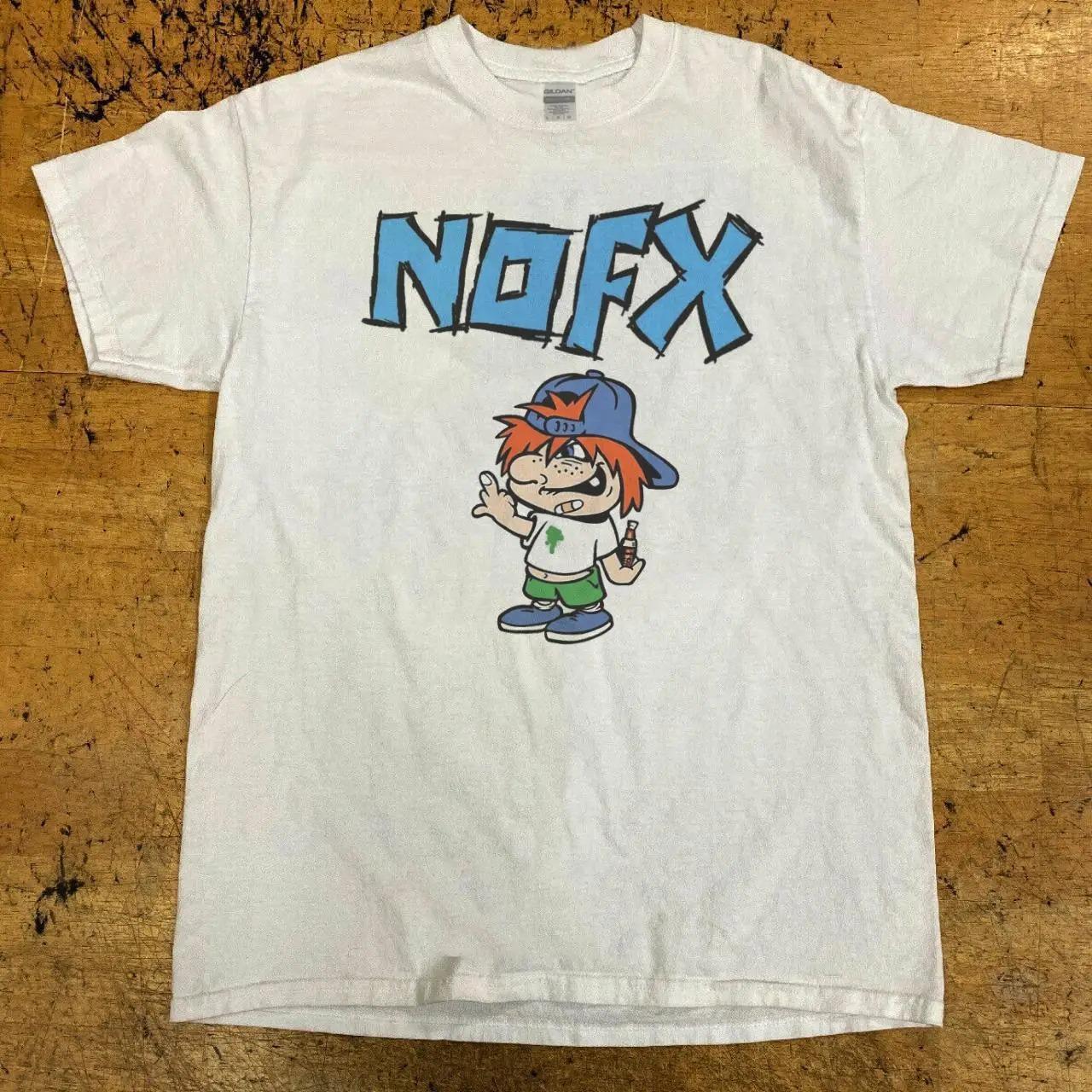 Stylish Retro Vintage White Cotton T-Shirt Featuring NOFX Graffiti Logo and Cartoon Punk Character Print Graphic Oversized Streetwear T-Shirt 4XL
Stylish Retro Vintage White Cotton T-Shirt Featuring NOFX Graffiti Logo and Cartoon Punk Character Print Graphic Oversized Streetwear T-Shirt 4XL