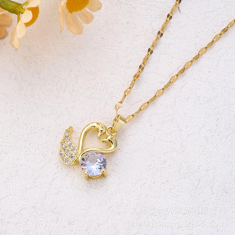 Titanium Steel Necklace Female Senior Personality Versatile Mandarin Duck Playing Water Zircon Pendant Collarbone Chain Gift
Titanium Steel Necklace Female Senior Personality Versatile Mandarin Duck Playing Water Zircon Pendant Collarbone Chain Gift