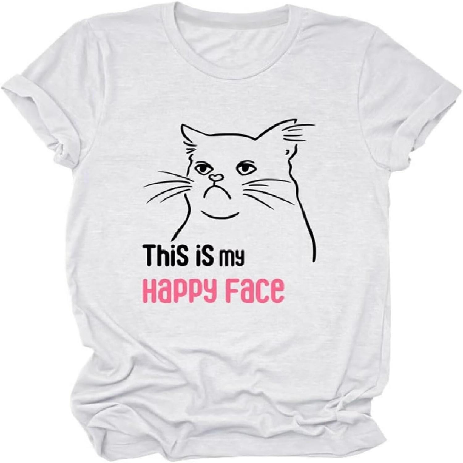 JINGSAHNG Womens Tshirt This is My Happy Face Funny Cat Shirt Grumpy Cat Graphic Tees Sarcastic Casual Top XXXXXL білий
JINGSAHNG Womens Tshirt This is My Happy Face Funny Cat Shirt Grumpy Cat Graphic Tees Sarcastic Casual Top XXXXXL білий