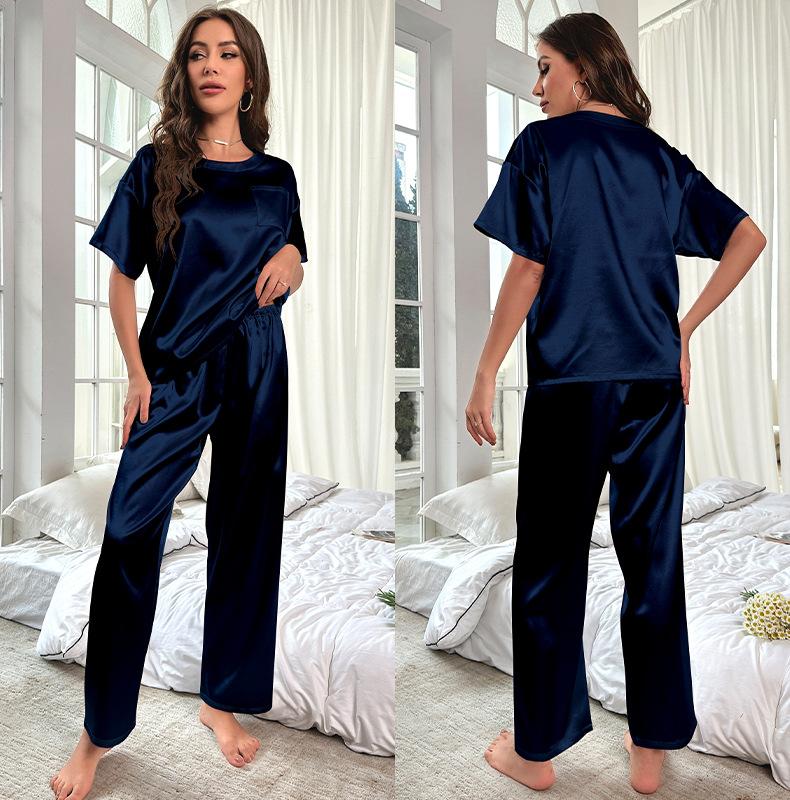 Style: Yaoting Ice Silk Pajamas, Women S Summer Short-Sleeved Trousers, Loungewear, Loose Casual Suit 3147 S темно-синий
Style: Yaoting Ice Silk Pajamas, Women S Summer Short-Sleeved Trousers, Loungewear, Loose Casual Suit 3147 S темно-синий