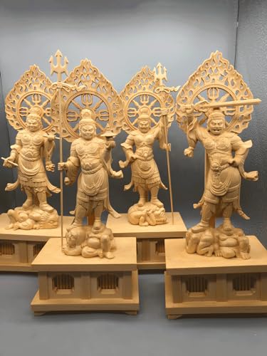 Set of 4 Wooden Buddha Statues (Standing Statues of the Four Heavenly Kings: Jikokuten, Komokuten, Zochoten, and Tamonten) - Total Height: 28.5cm, Pre
Set of 4 Wooden Buddha Statues (Standing Statues of the Four Heavenly Kings: Jikokuten, Komokuten, Zochoten, and Tamonten) - Total Height: 28.5cm, Pre
