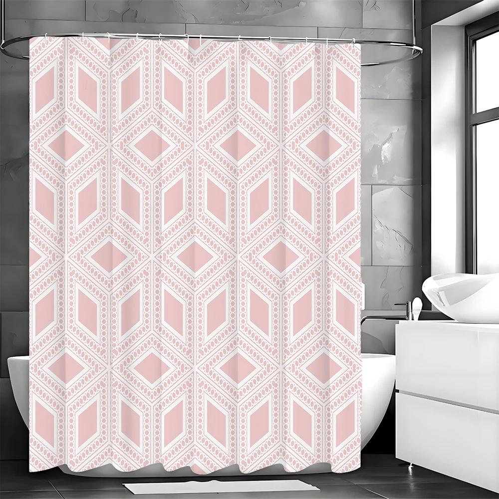 Modern Creative Geometric Pattern Pink Shower Curtain, Bathroom Decorative Shower Curtain, Waterproof Shower Curtain With Hooks W60H190(CM)-1 Pcs
Modern Creative Geometric Pattern Pink Shower Curtain, Bathroom Decorative Shower Curtain, Waterproof Shower Curtain With Hooks W60H190(CM)-1 Pcs