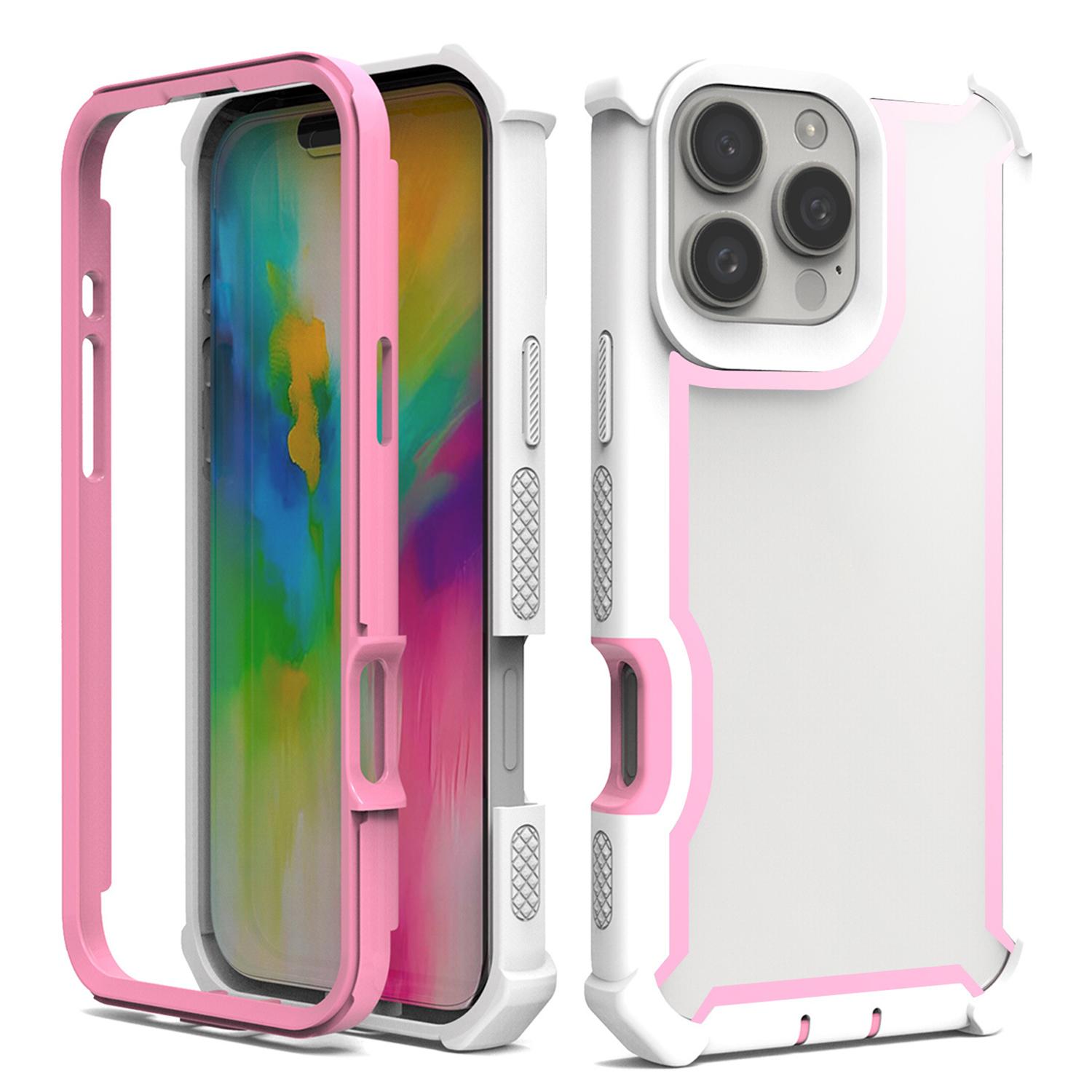 For iPhone 16 Pro Case Reinforced Corner Design TPU+PC Shockproof Phone Cover White/Pink
For iPhone 16 Pro Case Reinforced Corner Design TPU+PC Shockproof Phone Cover White/Pink