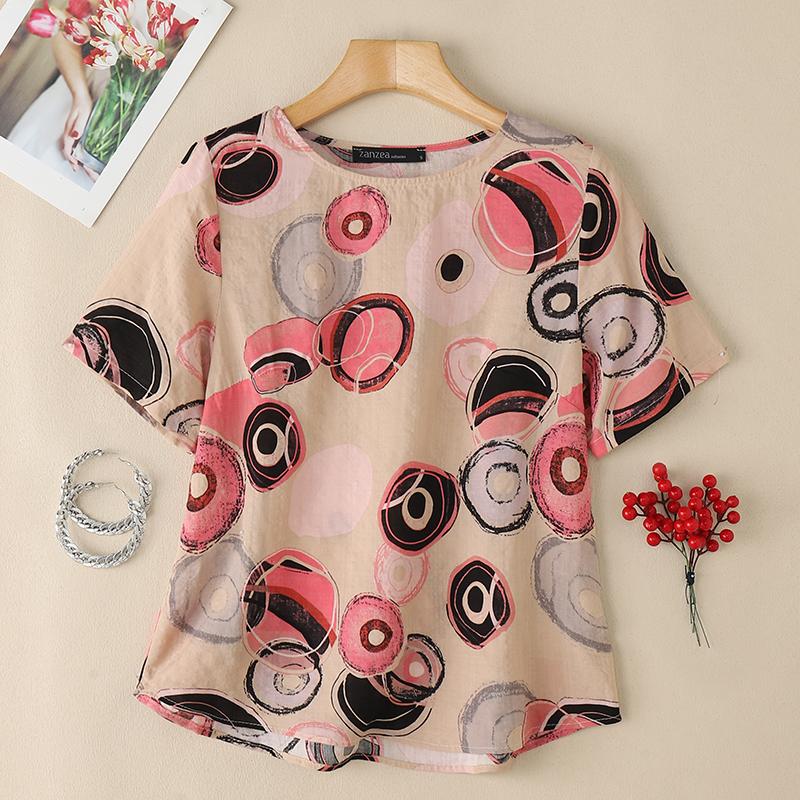 ZANZEA Женская повседневная блузка с круглым вырезом и коротким рукавом с принтом 4XL розовый
ZANZEA Женская повседневная блузка с круглым вырезом и коротким рукавом с принтом 4XL розовый
