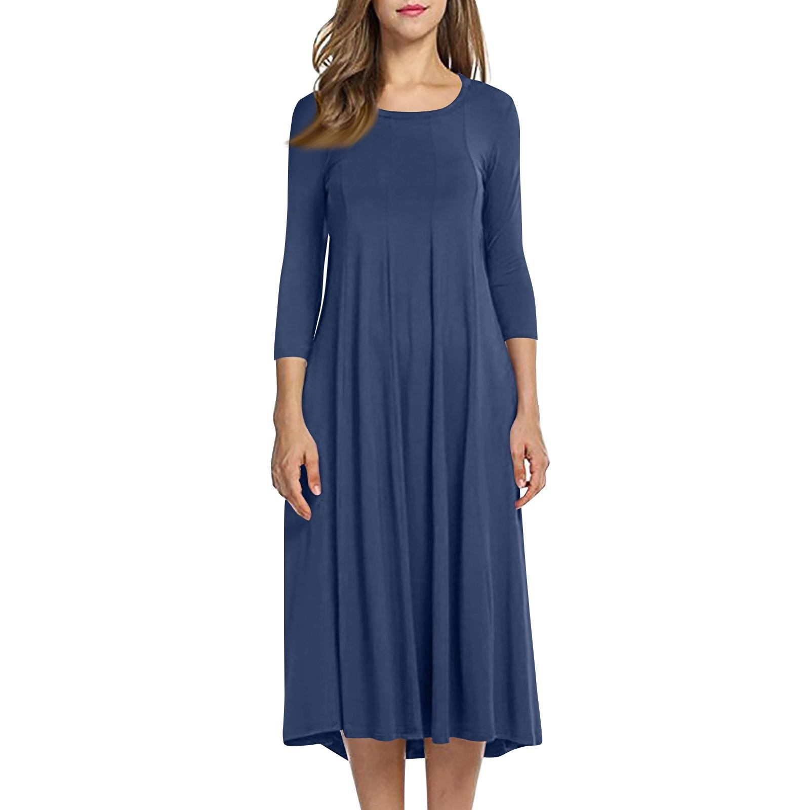 Women s Temperament Round Neck Three-quarter Sleeve Color Swing Dress XXL Темно-синій
Women s Temperament Round Neck Three-quarter Sleeve Color Swing Dress XXL Темно-синій