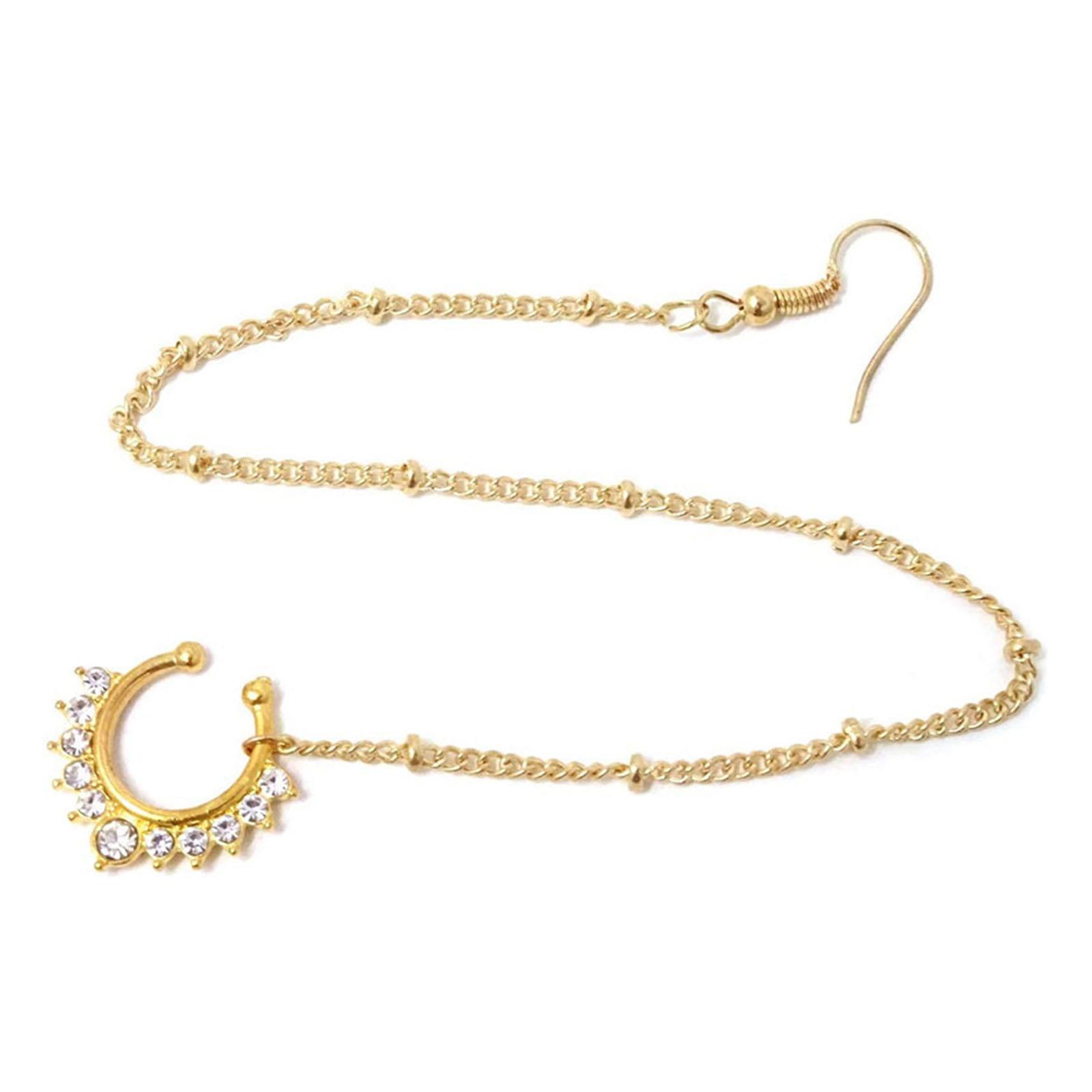 Trendy Personality Nose Ring Fake Septum Rings Crystal Tassel Chain for Girls Young Lady Indian Stylish & Vintage
Trendy Personality Nose Ring Fake Septum Rings Crystal Tassel Chain for Girls Young Lady Indian Stylish & Vintage