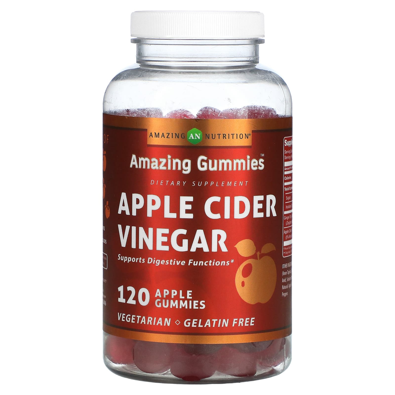 Amazing Gummies, Apple Cider Vinegar, Apples, 120 Gummies
Amazing Gummies, Apple Cider Vinegar, Apples, 120 Gummies