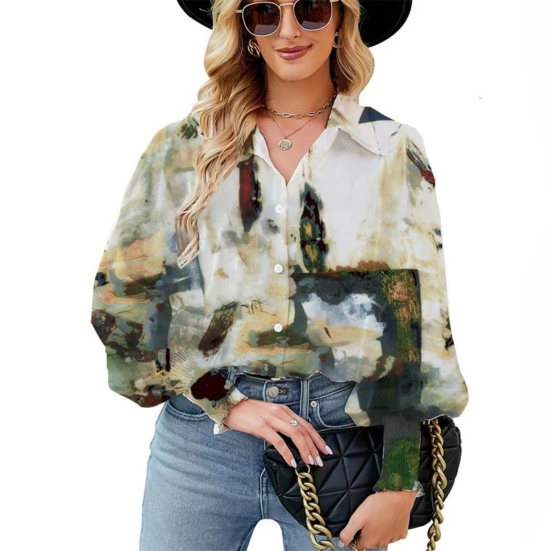 Весенне-осенняя женская рубашка с пышными рукавами и 3D принтом тай-дай, повседневная свободная рубашка с лацканами, топ
Весенне-осенняя женская рубашка с пышными рукавами и 3D принтом тай-дай, повседневная свободная рубашка с лацканами, топ
