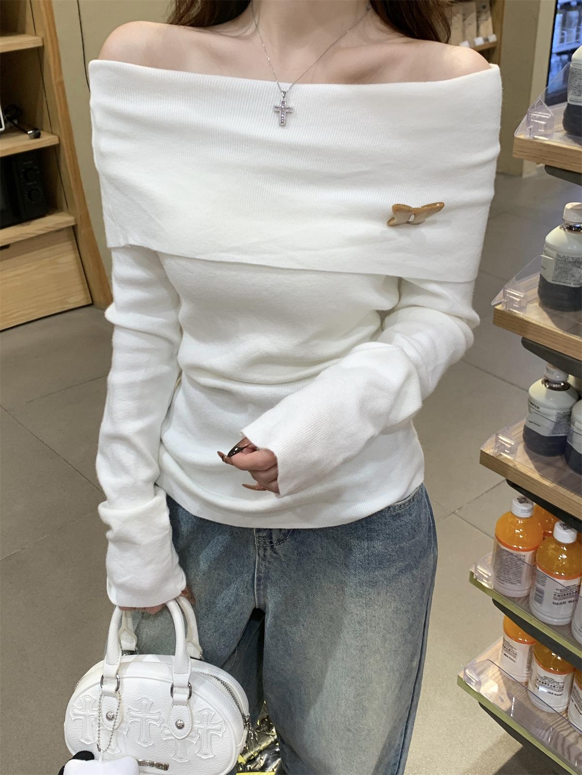 Pure Desirable Hot Girl Shoulder Exposure Long Sleeve T-Shirt Рання осінь Ніжний стиль Slimming Waist Sexy Fashion Top One Size білий
Pure Desirable Hot Girl Shoulder Exposure Long Sleeve T-Shirt Рання осінь Ніжний стиль Slimming Waist Sexy Fashion Top One Size білий