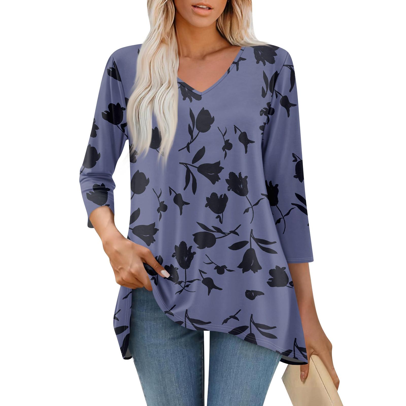 Women 3/4 Sleeve Tunic Prints Tops For Loose Fit Casual Blouses V Neck T Shirts With Asymmetrical Hem XL Темно-синій
Women 3/4 Sleeve Tunic Prints Tops For Loose Fit Casual Blouses V Neck T Shirts With Asymmetrical Hem XL Темно-синій