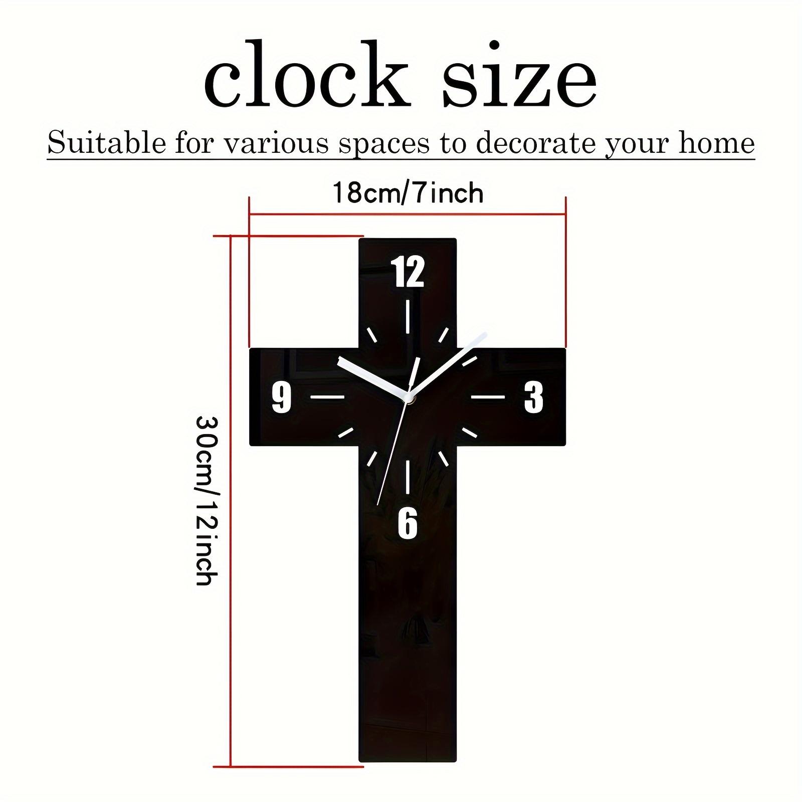 1шт Акриловые крестовые настенные часы, бесшумный ход, поперечная ориентация в помещении, работающие от батареек (АА не входит в комплект), Декор для дома и комнаты