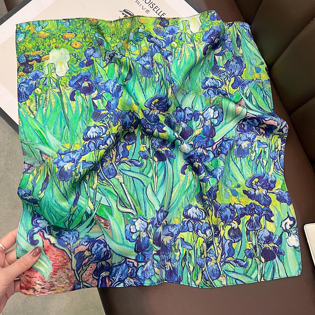 Высококачественный шелковый шарф с масляной живописью Ван Гога, женский, зеленый ирис, весна-лето, ретро стиль, тонкий, из тутового шелка, маленький квадратный шарф 53cm
Высококачественный шелковый шарф с масляной живописью Ван Гога, женский, зеленый ирис, весна-лето, ретро стиль, тонкий, из тутового шелка, маленький квадратный шарф 53cm