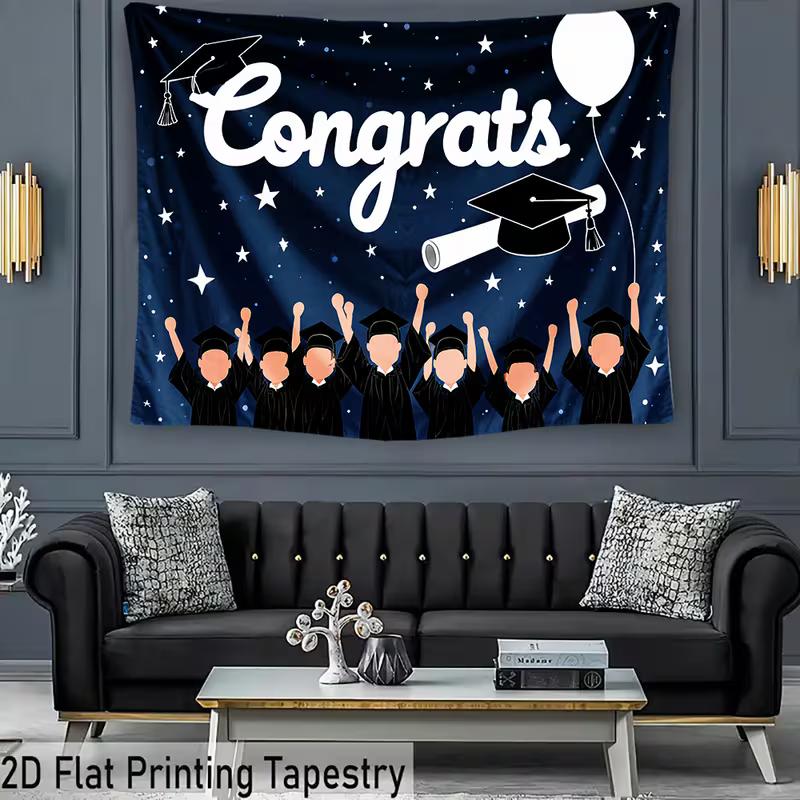 2D Starry Graduation Party Tapestry, Congrats Navy Blue Background Cloth for Wall Decor 47.2x31.5inch/120*80cm
2D Starry Graduation Party Tapestry, Congrats Navy Blue Background Cloth for Wall Decor 47.2x31.5inch/120*80cm