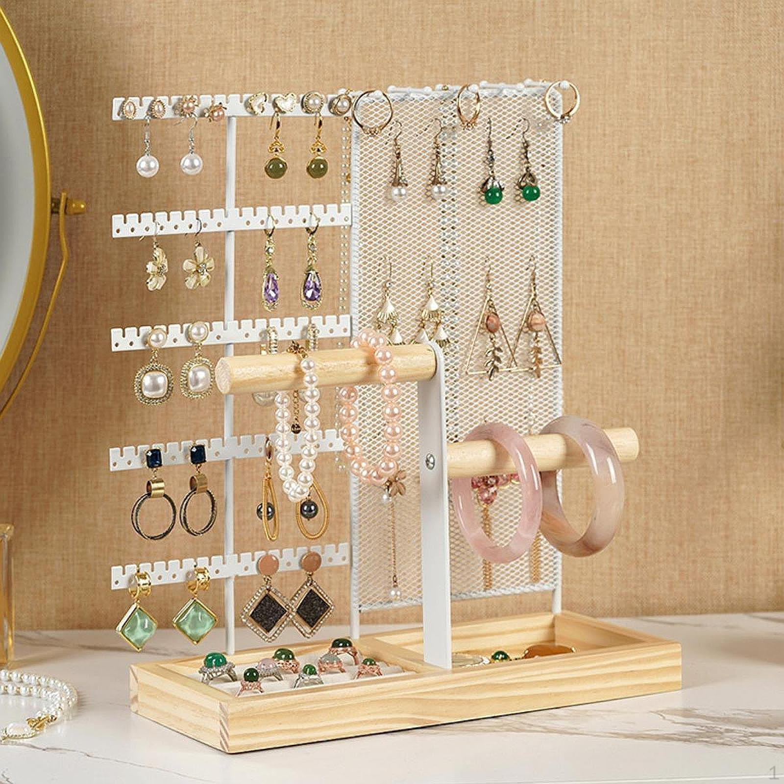 Подставка для ювелирных изделий, органайзер для сережек, аксессуаров для волос белый
Подставка для ювелирных изделий, органайзер для сережек, аксессуаров для волос белый