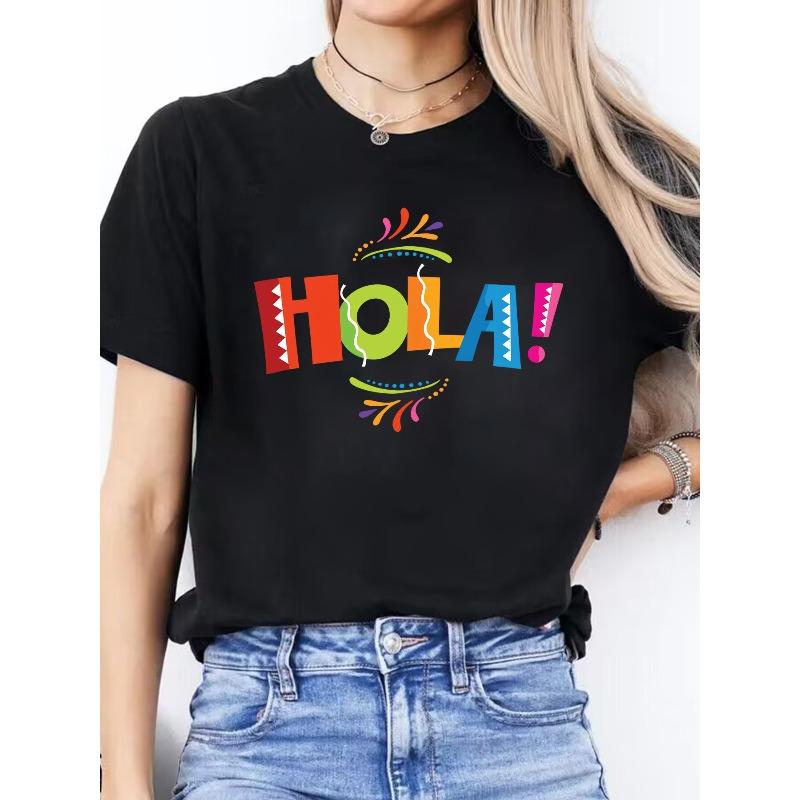 Women s Vibrant HOLA! Graphic Tee - Casual Round Neck Short Sleeve Shirt, Lightweight Polyester, Perfect for Spring/Summer Outfits, 4XL чорний
Women s Vibrant HOLA! Graphic Tee - Casual Round Neck Short Sleeve Shirt, Lightweight Polyester, Perfect for Spring/Summer Outfits, 4XL чорний