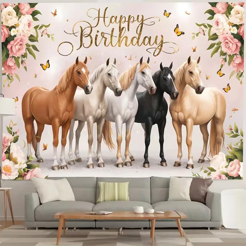 2D Pink Floral Horse Birthday Banner, Equestrian Themed Party Decoration Background 47.2x31.5inch/120*80cm
2D Pink Floral Horse Birthday Banner, Equestrian Themed Party Decoration Background 47.2x31.5inch/120*80cm