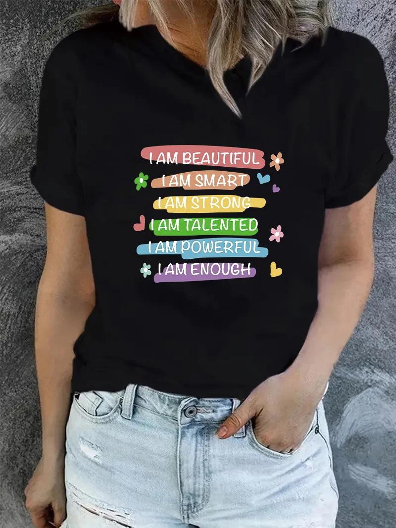 I Am Beautiful Smart Talented Powerful Enough Colorful letter Streetwear Plus Size TShirt Women Fashionable 4XL
I Am Beautiful Smart Talented Powerful Enough Colorful letter Streetwear Plus Size TShirt Women Fashionable 4XL