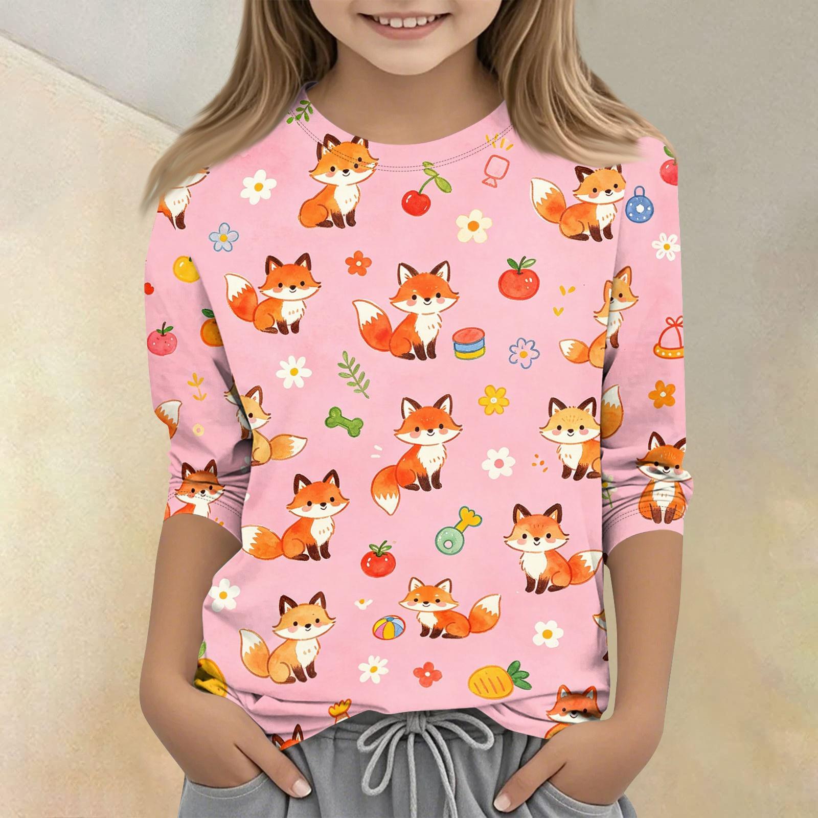 Kids Animal Print Crew Neck Three Quarter Sleeve Casual T Shirt Soft Fabric Comfortable Fit Lightweight Design for Everyday Wear 120 рожевий
Kids Animal Print Crew Neck Three Quarter Sleeve Casual T Shirt Soft Fabric Comfortable Fit Lightweight Design for Everyday Wear 120 рожевий