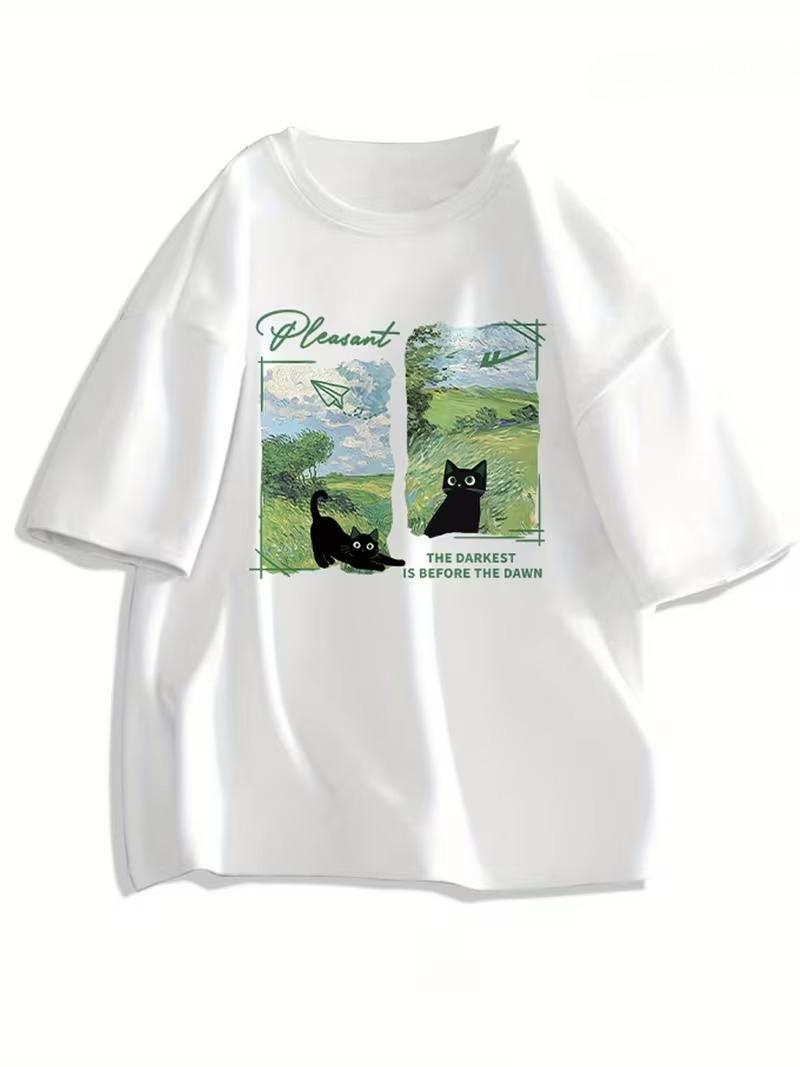 Cat Lover Gift Tee Women Y2K Summer Casual Top Darkest Before Dawn Design Black Cat Sky Playful Print T Shirt Women 4XL
Cat Lover Gift Tee Women Y2K Summer Casual Top Darkest Before Dawn Design Black Cat Sky Playful Print T Shirt Women 4XL