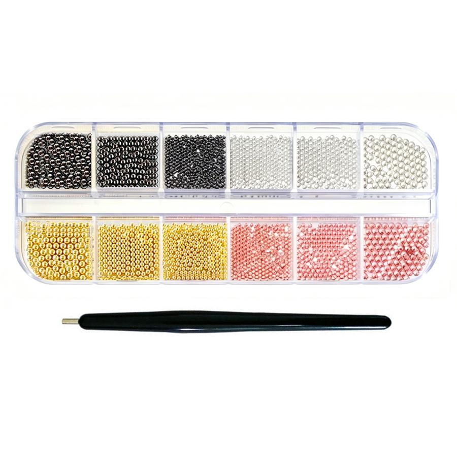 12 Grids Nail Art Caviar Beads, Mixed Size Steel Balls Nail Charm with Magnetic Pen for DIY Manicure
12 Grids Nail Art Caviar Beads, Mixed Size Steel Balls Nail Charm with Magnetic Pen for DIY Manicure
