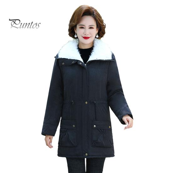 Зимняя женская куртка из утолщенного плюша с отложным воротником, длинными рукавами, эластичным поясом, карманами, застежкой-молнией, пальто средней длины, ветрозащитное теплое пальто M чёрный