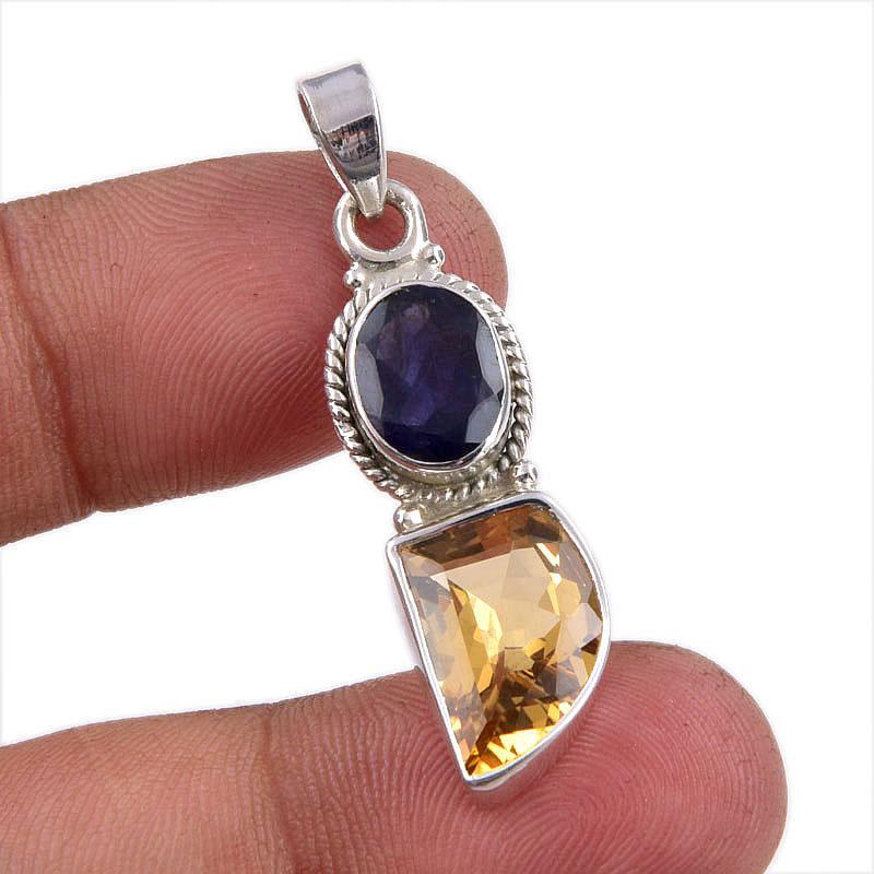 Natural Citrine, Iolite Gemstone Handmade 925 Sterling Silver Pendant 1.50 o2O68
Natural Citrine, Iolite Gemstone Handmade 925 Sterling Silver Pendant 1.50 o2O68