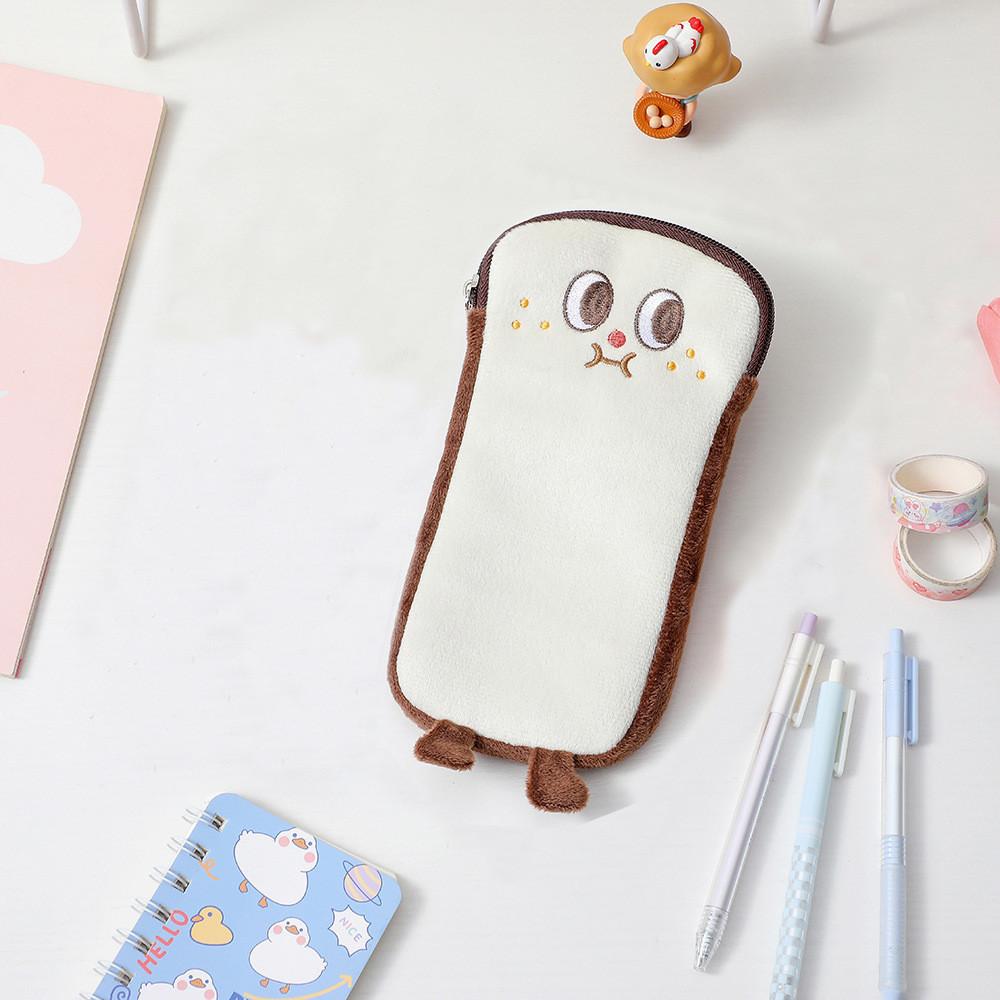 Тост Мультяшный Пенал Большой Вместимости Сумка для Хранения Канцелярских Принадлежностей Настольное Хранение кофейный