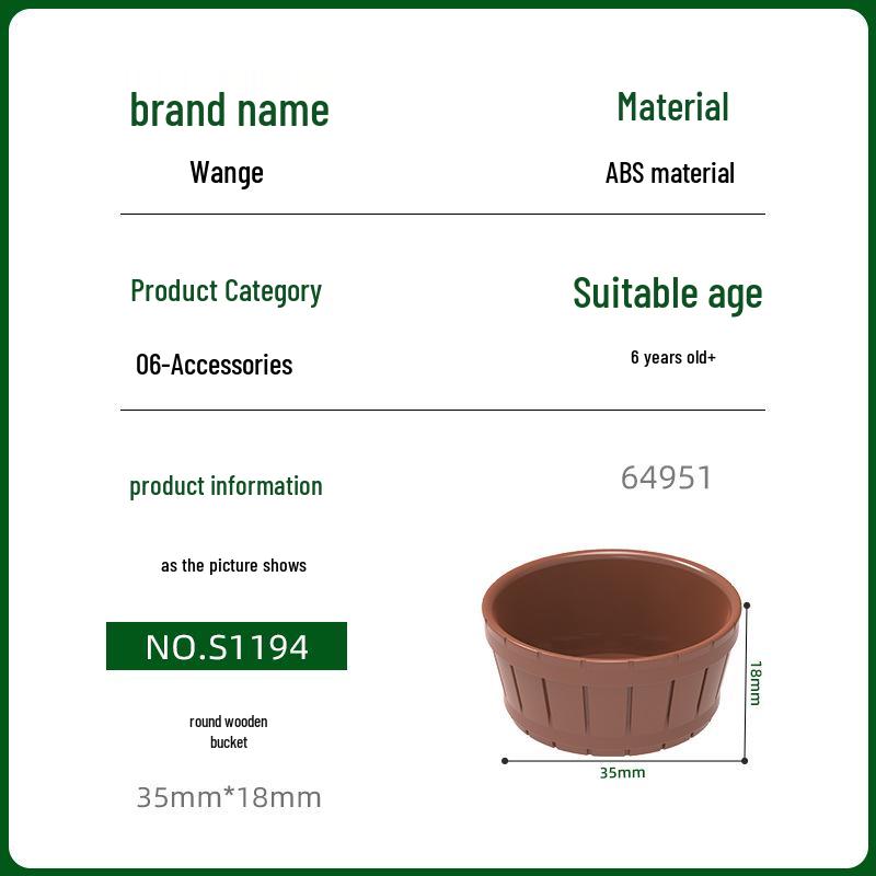 Wange Smart Building Blocks Set 64951: Round Wooden Bucket Educational Toy Accessories 0.1kg (approx. 29 pcs)
Wange Smart Building Blocks Set 64951: Round Wooden Bucket Educational Toy Accessories 0.1kg (approx. 29 pcs)