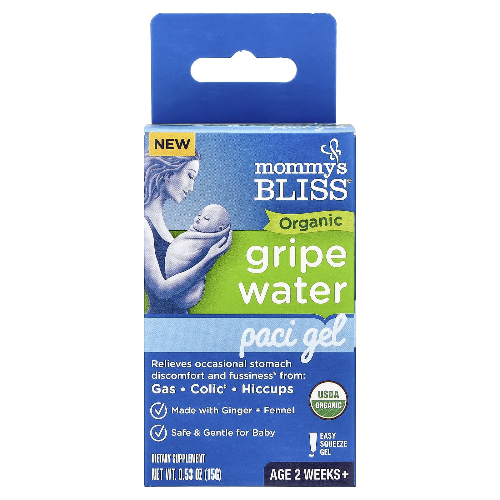 Mommy s Bliss, Organic Gripe Water, Paci Gel, 2 Weeks Older, 15g (0.53oz)
Mommy s Bliss, Organic Gripe Water, Paci Gel, 2 Weeks Older, 15g (0.53oz)