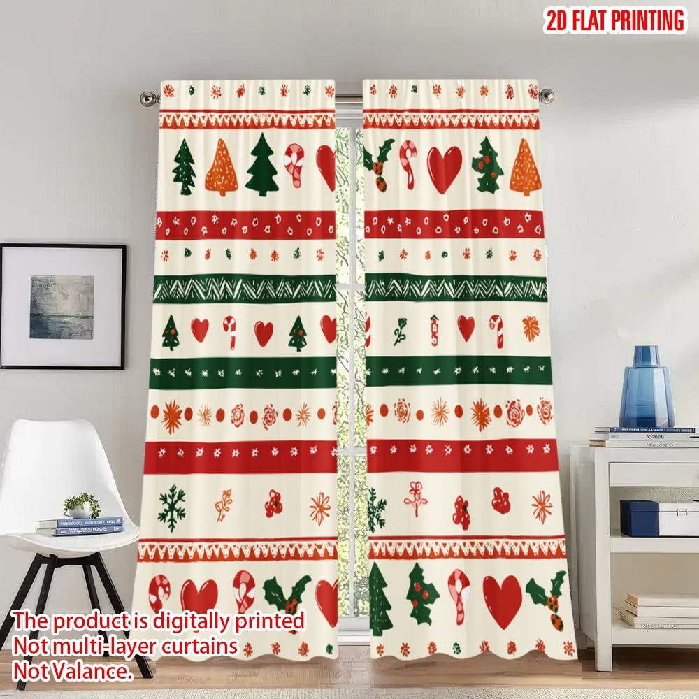Set Of 2 Flat Printing Christmas Curtains Heart Candy Cane Tree Digital Printed Polyester Drapes Birthday Party Use Made W100*H70(CM)-Hooks&2PCS
Set Of 2 Flat Printing Christmas Curtains Heart Candy Cane Tree Digital Printed Polyester Drapes Birthday Party Use Made W100*H70(CM)-Hooks&2PCS